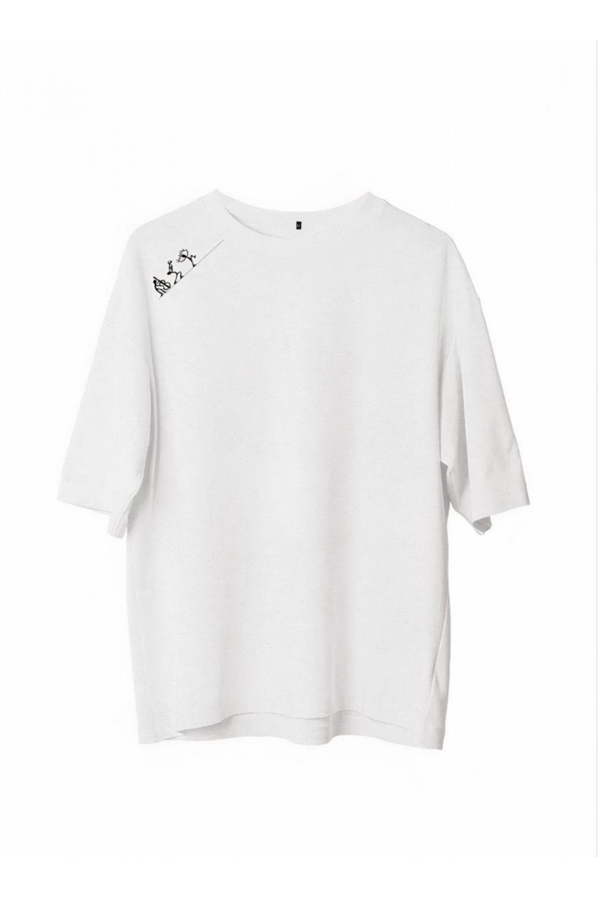 Erkek Baskılı T-Shirt Kısa Kol Bisiklet Yaka Regular Fit Rahat Kalıp Günlük Tişört - Beyaz
