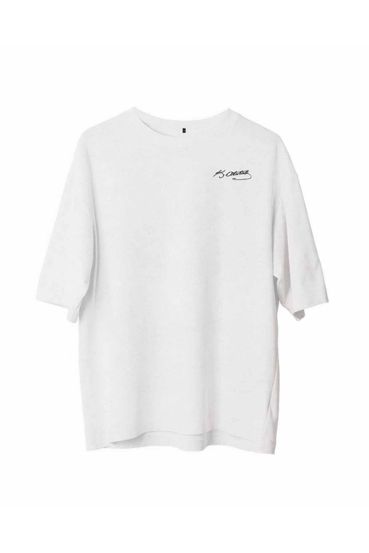 Erkek Kısa Kol Tişört Bisiklet Yaka ATATÜRK Baskılı T-Shirt -  Beyaz