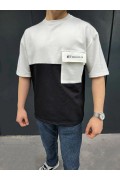 ERKEK Tişört Torba Cepli Parçalı Kısa Kol T-Shirt - Siyah