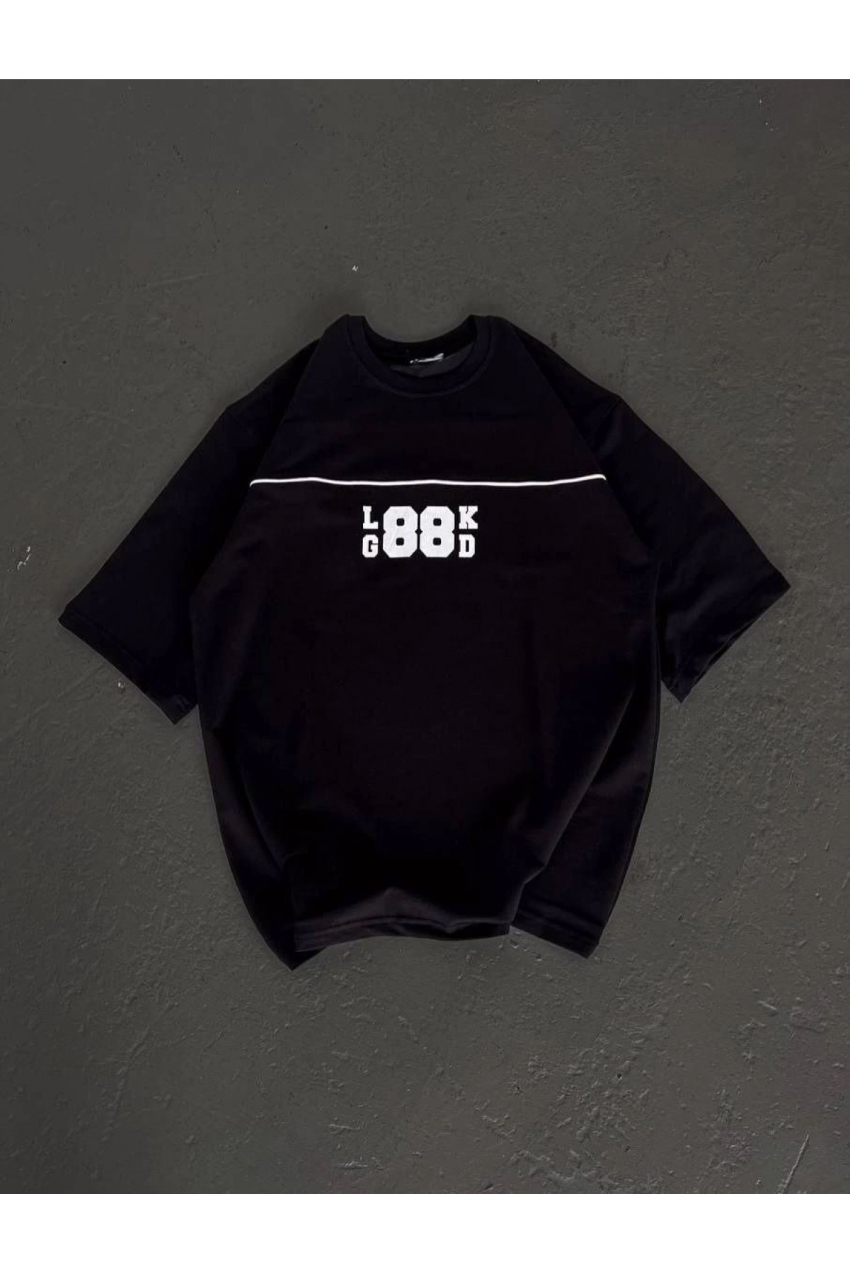 Kadın Baskılı T-Shirt Kısa Kol Bisiklet Yaka Oversize Rahat Kalıp Günlük Tişört   - Siyah