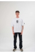 Erkek Kısa Kol Tişört Göğüs ve Kol Bisiklet Yaka Baskılı T-Shirt - Beyaz