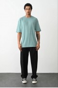 Erkek Tişört Düz Basic Penye Yazlık Bisiklet Yaka Kısa Kol T-Shirt - Mint Yeşili