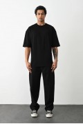 Erkek Tişört Düz Basic Penye Yazlık Bisiklet Yaka Kısa Kol T-Shirt - Siyah