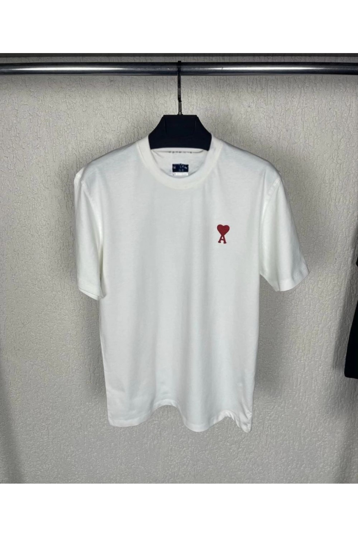 Erkek Kısa Kol Tişört Bisiklet Yaka KALP Baskılı Oversize T-Shirt - Beyaz