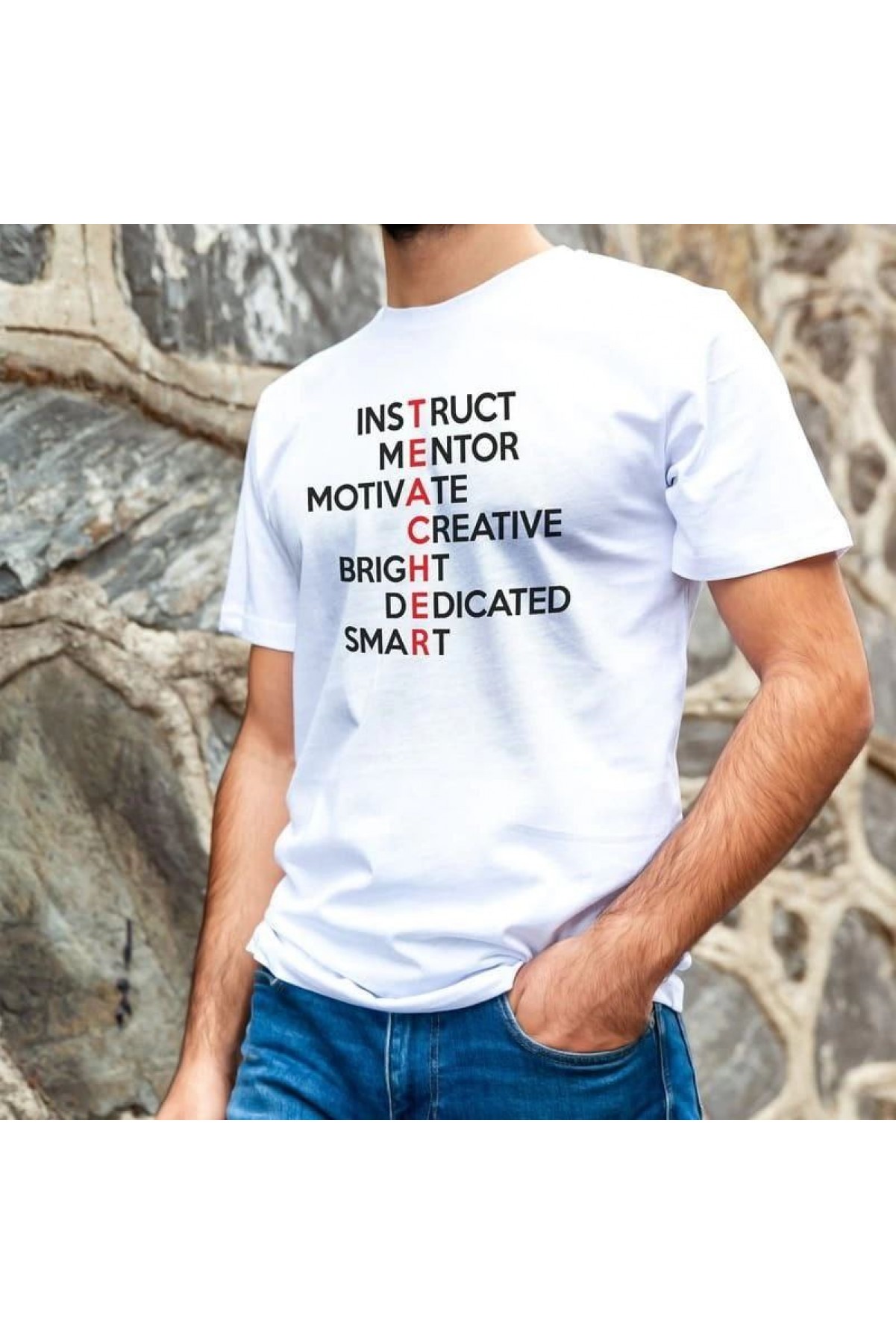 Erkek Kısa Kol Yazlık Tişört Bisiklet Yaka Baskılı Oversize T-Shirt - Beyaz