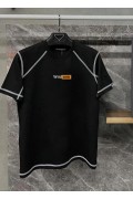 Erkek Tişört Karoyaka Dikişli Oversize T-Shirt - Siyah