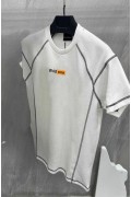 Erkek Tişört Karoyaka Dikişli Oversize T-Shirt - Beyaz