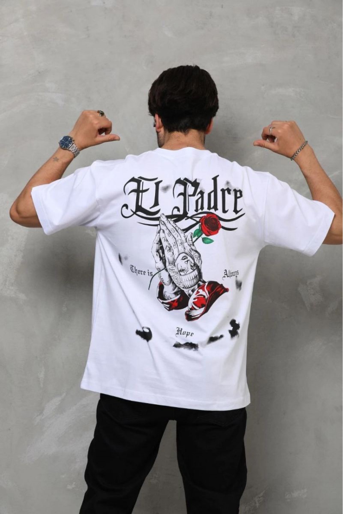 Erkek Kısa Kol Yazlık Tişört Bisiklet Yaka Baskılı Oversize T-Shirt - Beyaz