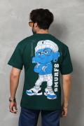 Erkek Kısa Kol Yazlık Tişört Bisiklet Yaka Baskılı Oversize T-Shirt - Yeşil