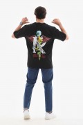 Erkek Baskılı T-Shirt Kısa Kol Bisiklet Yaka Regular Fit Rahat Kalıp Tişört -  Siyah