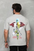 Erkek Baskılı T-Shirt Kısa Kol Bisiklet Yaka Regular Fit Rahat Kalıp Tişört -  Gri
