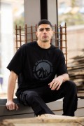Erkek Baskılı T-Shirt Kısa Kol Bisiklet Yaka Regular Fit Rahat Kalıp Günlük Tişört - Siyah