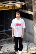 Erkek Kısa Kol Yazlık Tişört Bisiklet Yaka Baskılı Oversize T-Shirt - Beyaz