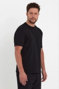 Erkek Düz T-Shirt Kısa Kol Bisiklet Yaka Regular Fit Rahat Kalıp Günlük Tişört - Siyah