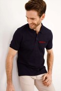 Erkek Pike Polo Yaka Tişört Düğmeli Baskılı T-Shirt - Beyaz