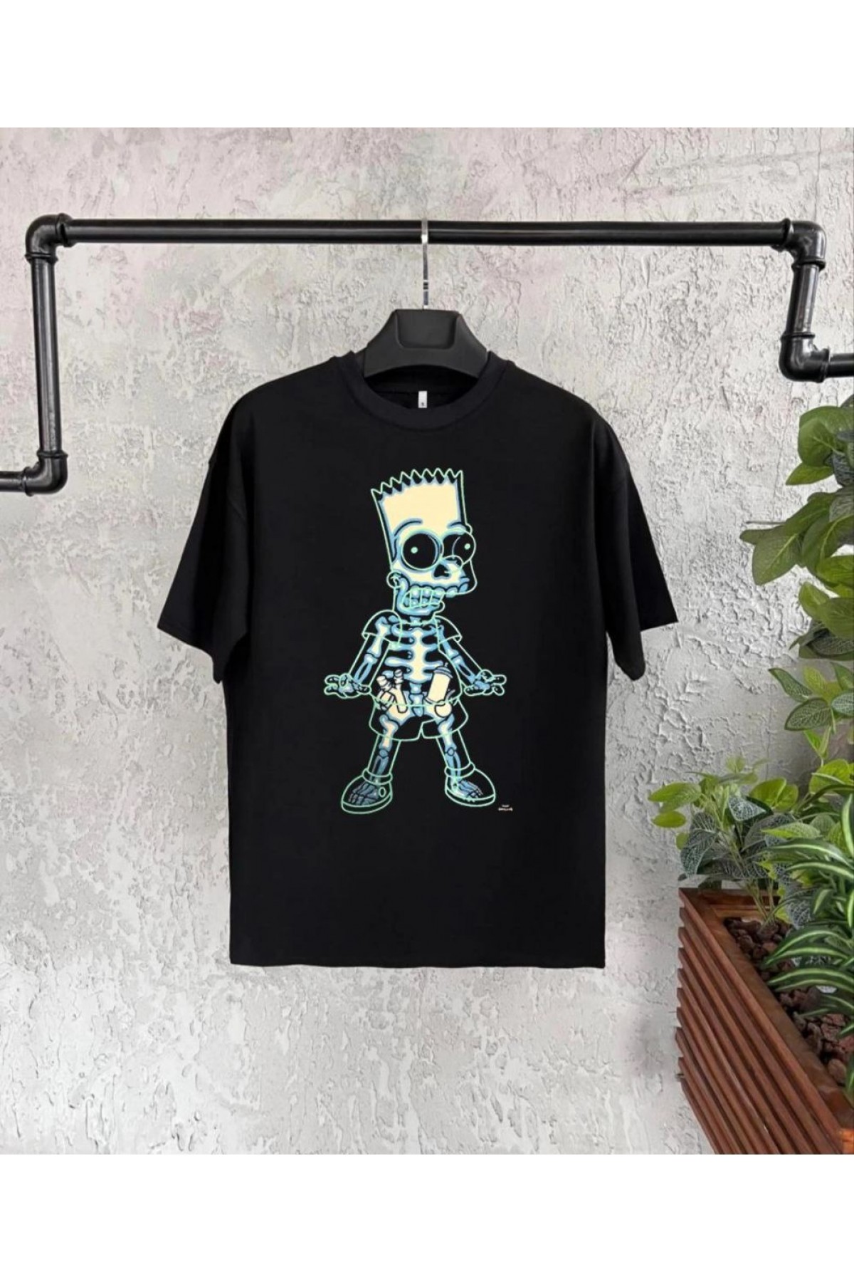 Çoçuk Bisiklet Yaka Kısa Kol Baskılı T-Shirt - Siyah