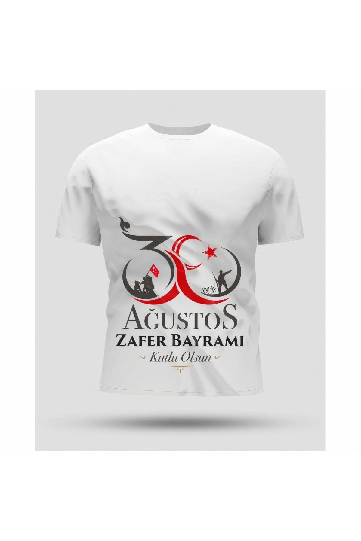 30 Ağustos Oversize Baskılı T-shirt - Beyaz