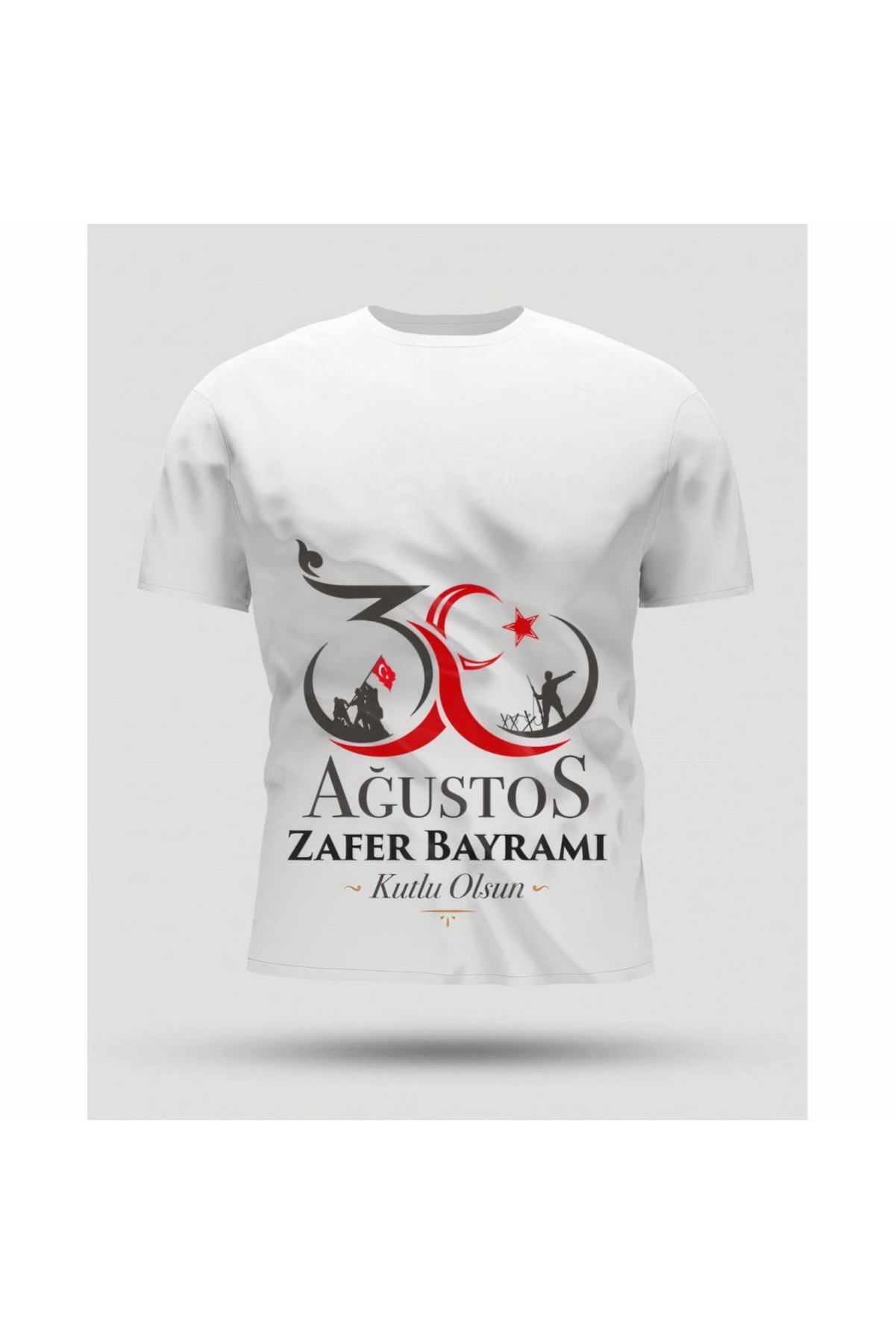 30 Ağustos Oversize Baskılı T-shirt - Beyaz