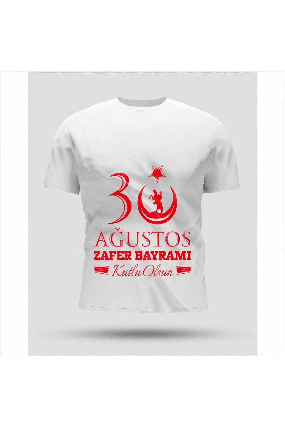 30 Ağustos Oversize Baskılı T-shirt - Beyaz