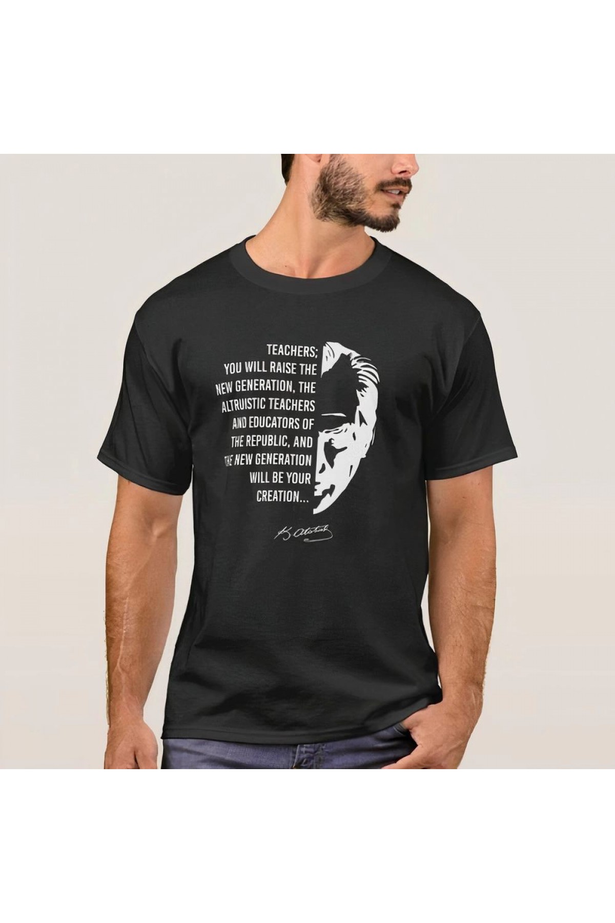 24 Kasım Öğretmenler Günü Baskılı T-shirt - Siyah