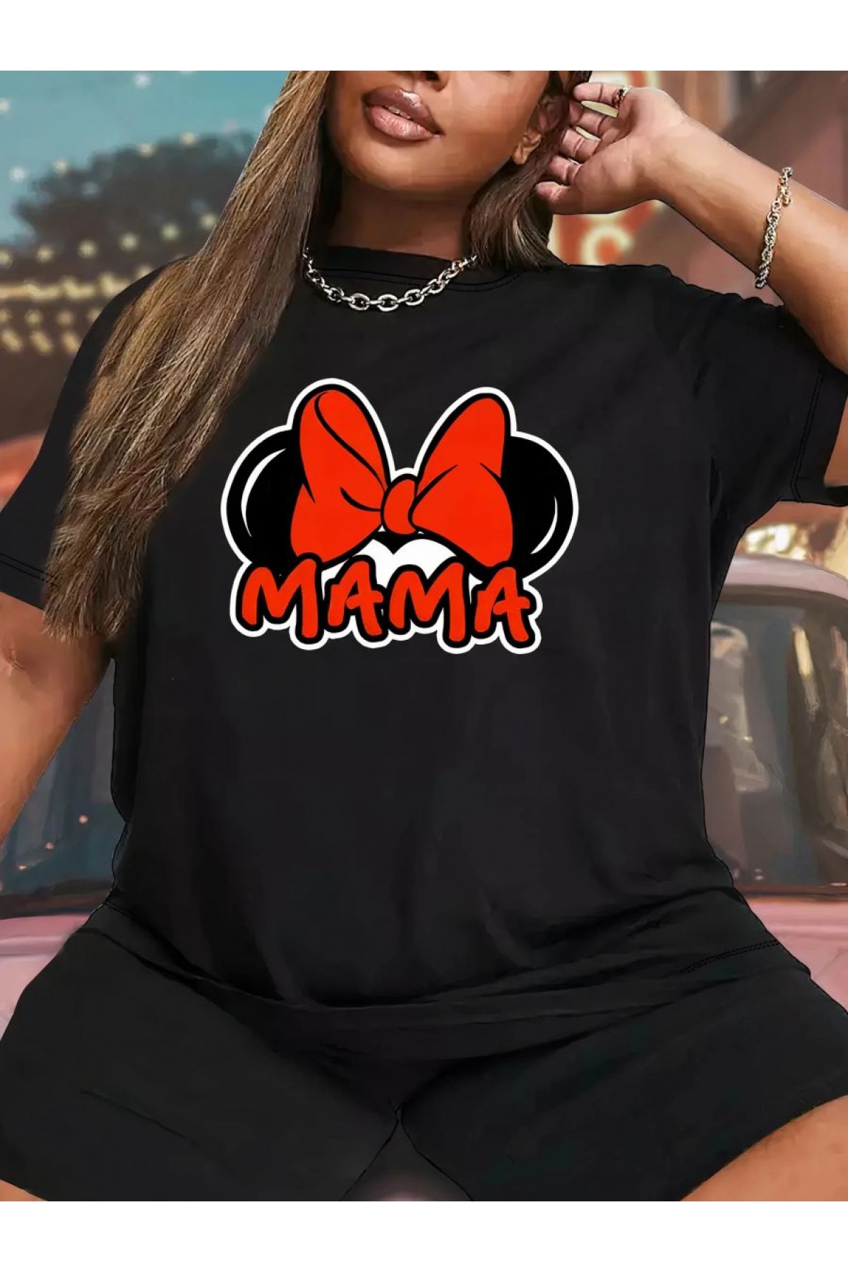 Anneler Günü Baskılı T-shirt - Siyah