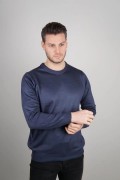 Erkek Bisiklet yaka Kazak Uzun Kol Dokuma Triko - Indigo