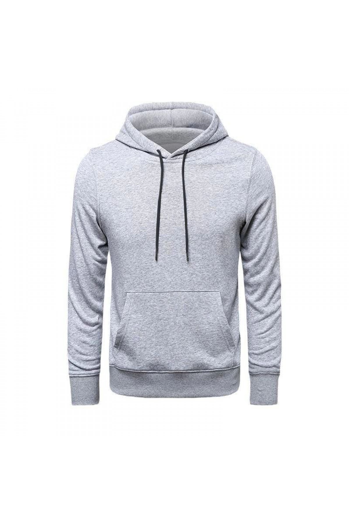 Erkek 3 İplik Pamuklu Kapüşonlu Cepli Oversize Hoodie Sweatshirt - Gri