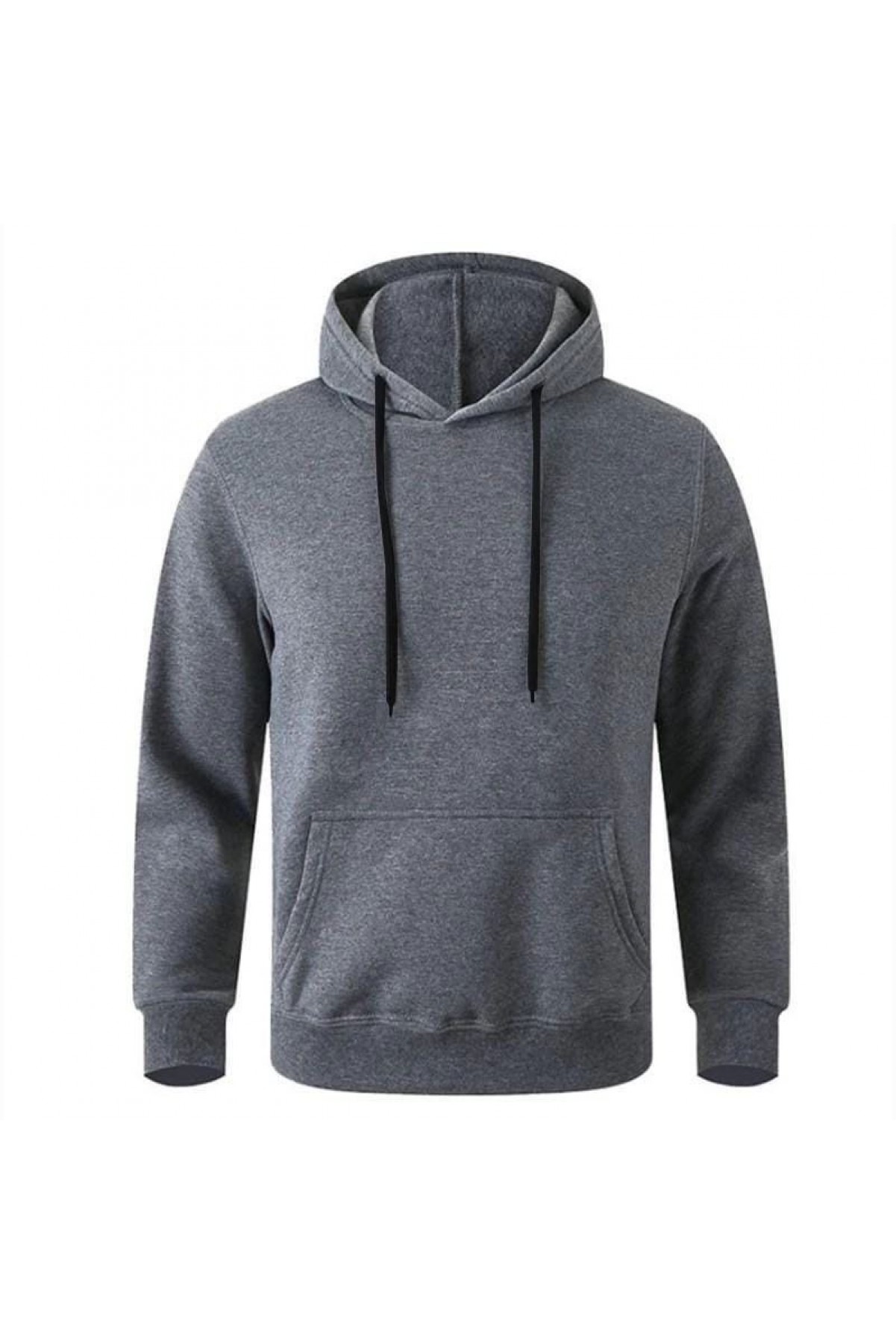Erkek 3 İplik Pamuklu Kapüşonlu Cepli Oversize Hoodie Sweatshirt - Füme