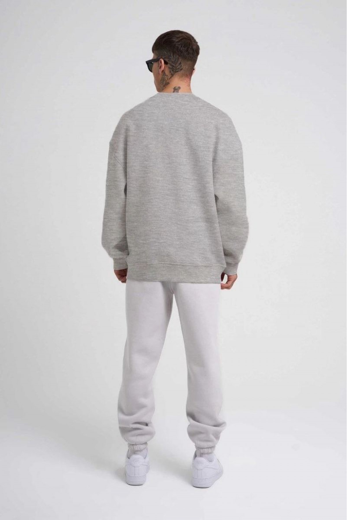 ERKEK Bisikilet Yaka 3 İplik Pamuklu SweatShirt - Gri