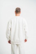 ERKEK 3 İplik Pamuklu Bisiklet Yaka Yıkamalı SweatShirt - Beyaz