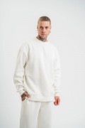 Erkek Uzun Kol Bisiklet Yaka 3 iplik Pamuklu Kışlık SweatShirt  - Beyaz