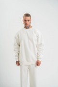 Erkek Uzun Kol Bisiklet Yaka 3 iplik Pamuklu Kışlık SweatShirt  - Beyaz