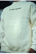 Erkek 3 iplik Pamuklu Bisiklet Yaka Baskılı SweatShirt - Beyaz