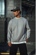 Erkek Kışlık Bisiklet Yaka 3 İplik Basic SweatShirt - Gri