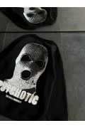 Kadın 3 iplik Kışlık Bisiklet Yaka Baskılı SweatShirt - Siyah