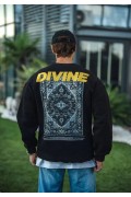 Erkek 3 iplik pamuklu Kışlık Bisiklet Yaka Baskılı SweatShirt - Siyah