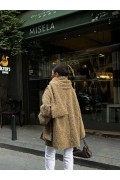 Kadın Yün Cıkartılabilen Atkılı , Kaban İkili Takım - Kahve