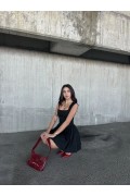 Kolsuz Mini Elbise- Siyah