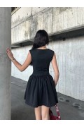 Kolsuz Mini Elbise- Siyah