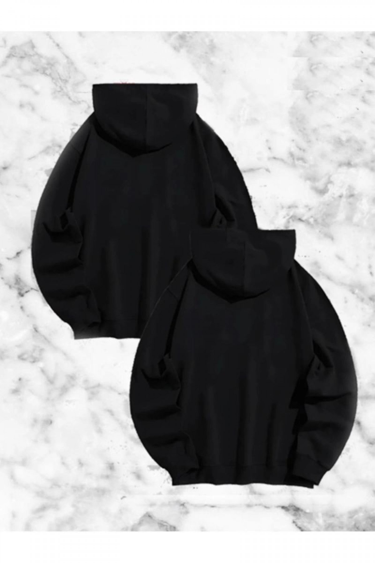 Örümcek Baskılı Sevgili Çift Kombini Kapüşonlu Sweatshirt & Hoodie - Siyah