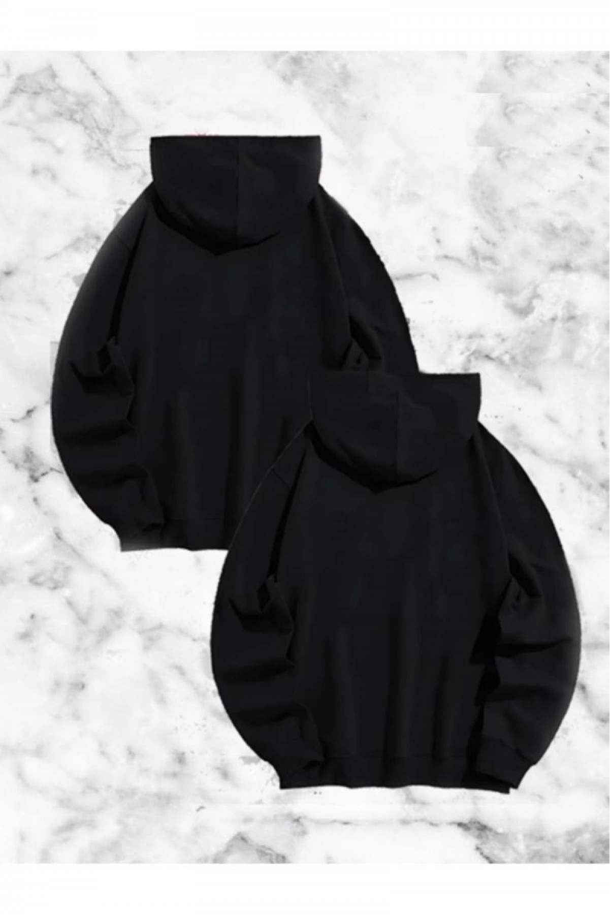 Örümcek Baskılı Sevgili Çift Kombini Kapüşonlu Sweatshirt & Hoodie - Siyah