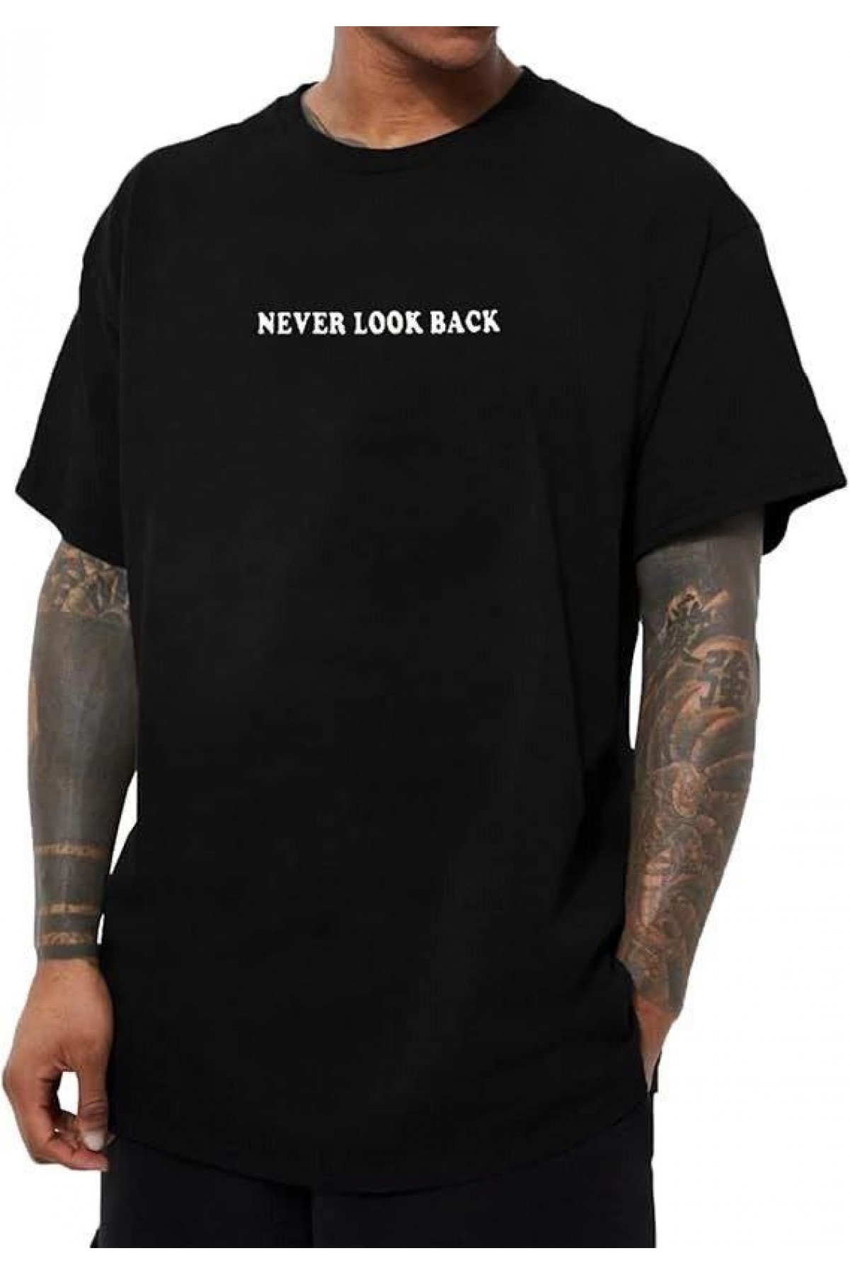 Erkek Baskılı T-Shirt Kısa Kol Bisiklet Yaka Regular Fit Rahat Kalıp Tişört - Siyah
