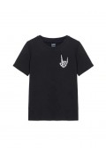 Kadın Baskılı T-Shirt Kısa Kol Bisiklet Yaka Oversize Rahat Kalıp Tişört - Siyah