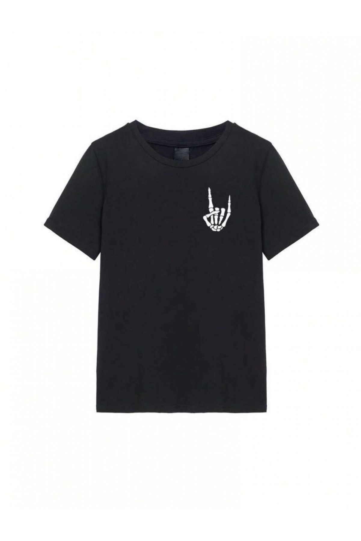 Erkek Baskılı T-Shirt Kısa Kol Bisiklet Yaka Regular Fit Rahat Kalıp Tişört - Siyah