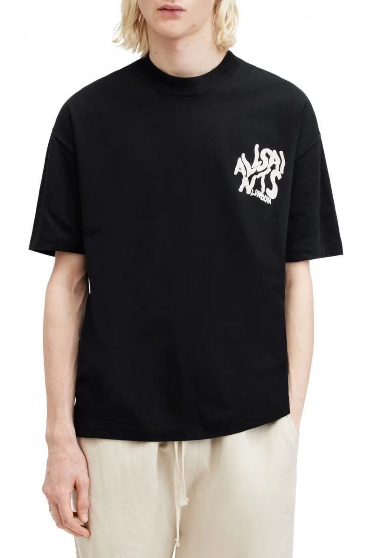 Erkek Tişört Baskılı Oversize Kısa kol T-shirt - Siyah