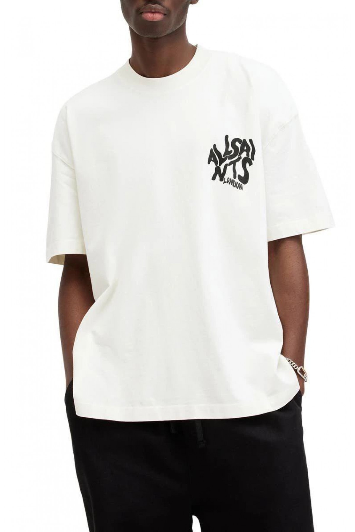 Erkek Tişört Baskılı Oversize kısa kol T-Shirt - Beyaz