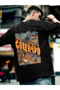 Erkek Tişört Baskılı Oversize Kısa kol T-shirt - Siyah