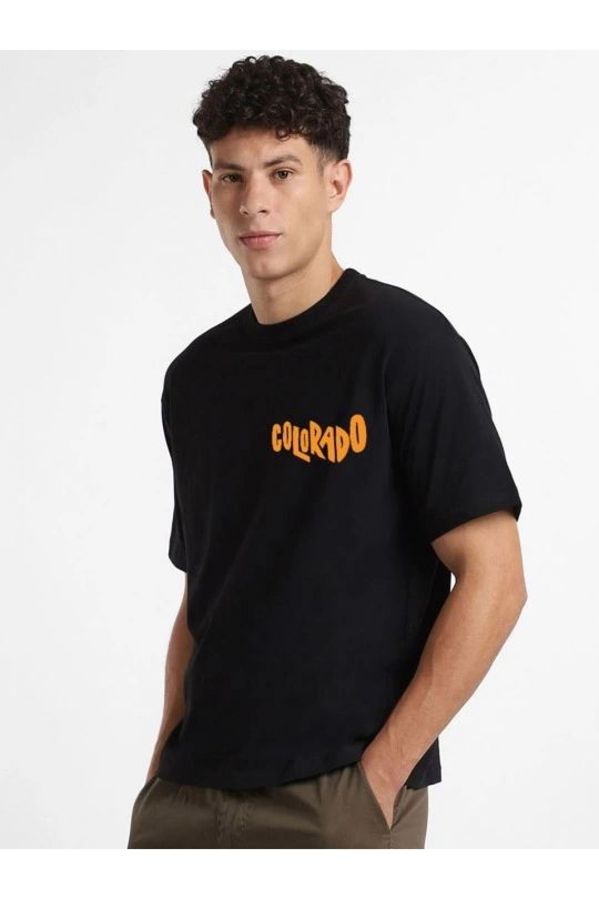 Erkek Tişört Baskılı Oversize Kısa kol T-shirt - Siyah