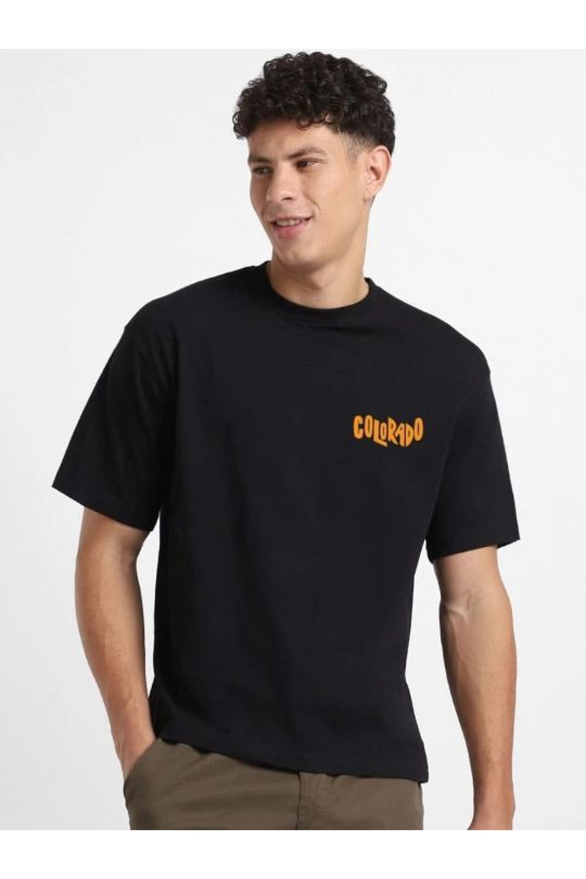 Erkek Tişört Baskılı Oversize Kısa kol T-shirt - Siyah