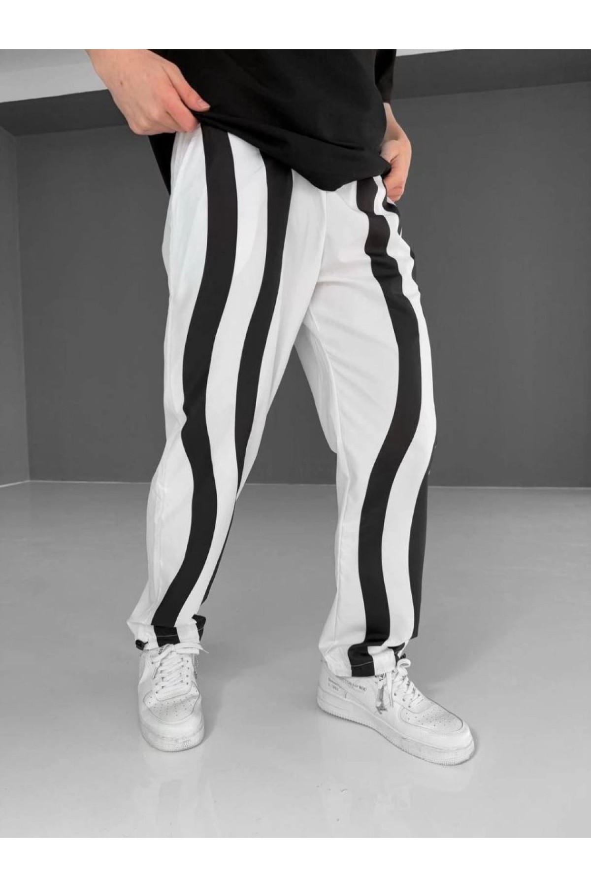 Erkek Paraşüt Kumaş alt Eşofman pantolon - Beyaz